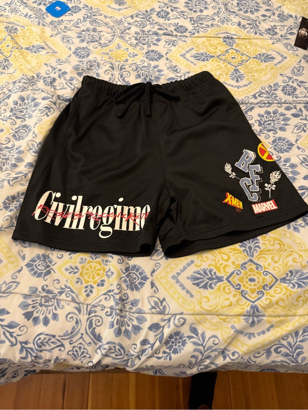 Civil Regime x Marvel Black Athletic Shorts with X-Men Graphics